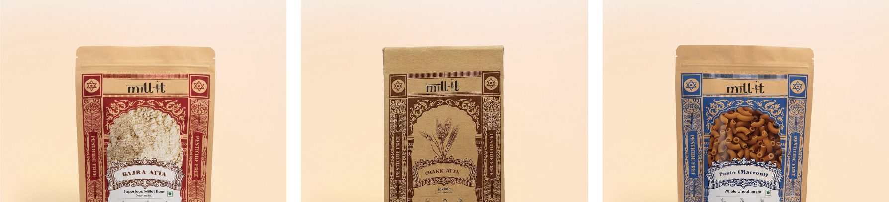 Mill-it flour and grain pouch packaging